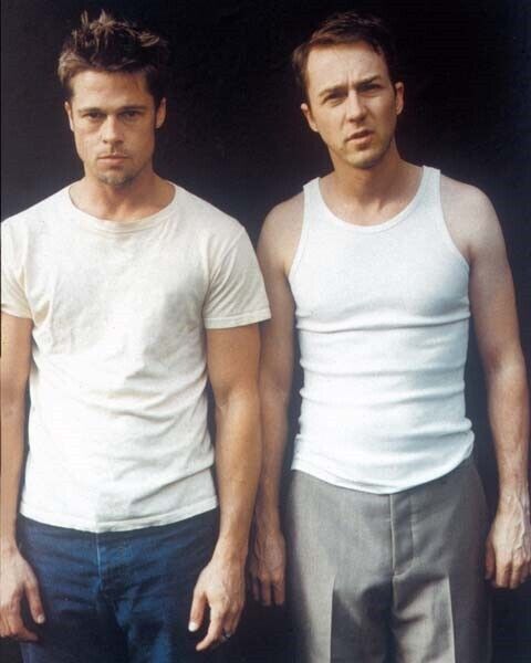 Fight Club 1999 Brad Pitt & Edward Norton tough guys pose 24x30 inch poster
