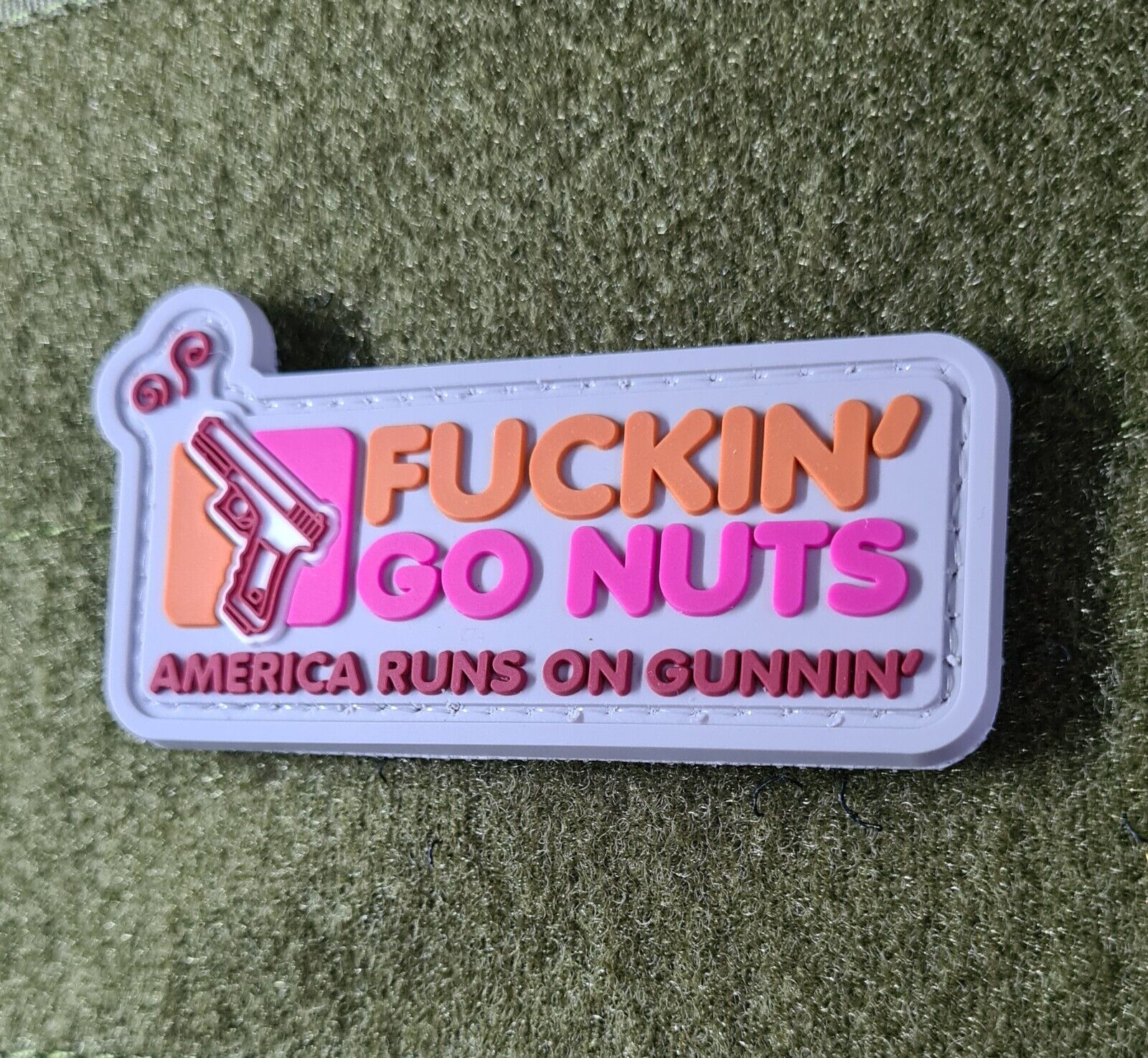 Dunkin Donut Go Nuts 3D PVC Tactical Patch Hook&Loop Morale Patch America Pink