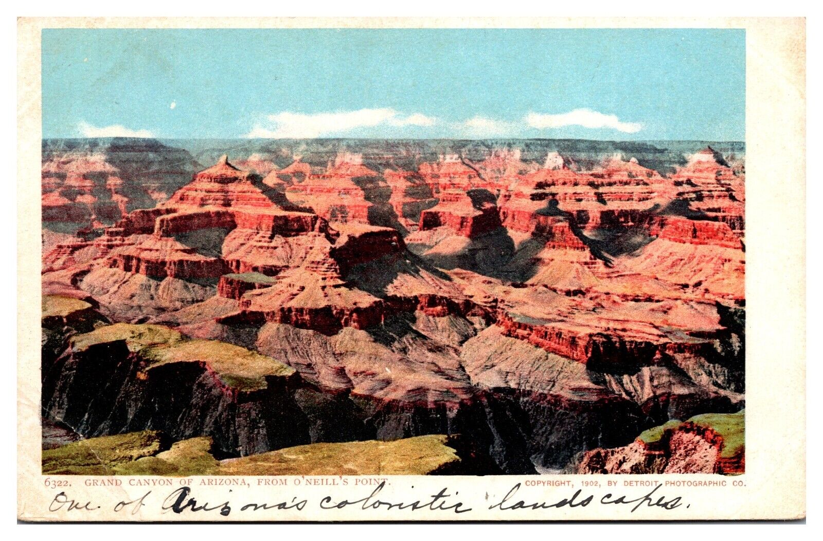 1902 Grand Canyon of Arizona, From O\'Neill\'s Point, AZ Postcard