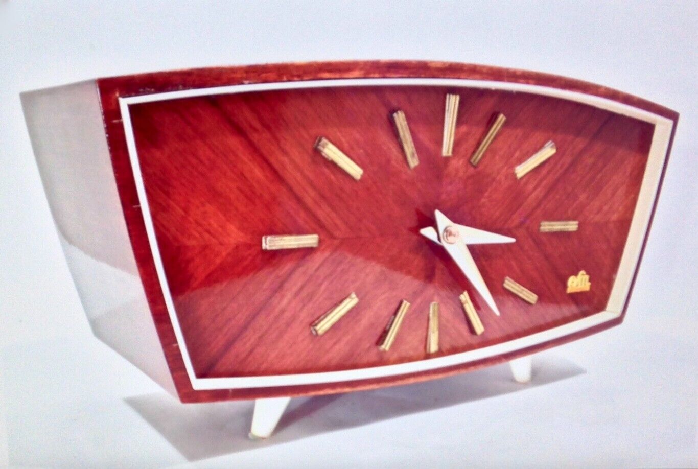 Vintage VEB Piko Sonneberg Germany MCM Shelf Desk Wind Up Clock Nice Look Read