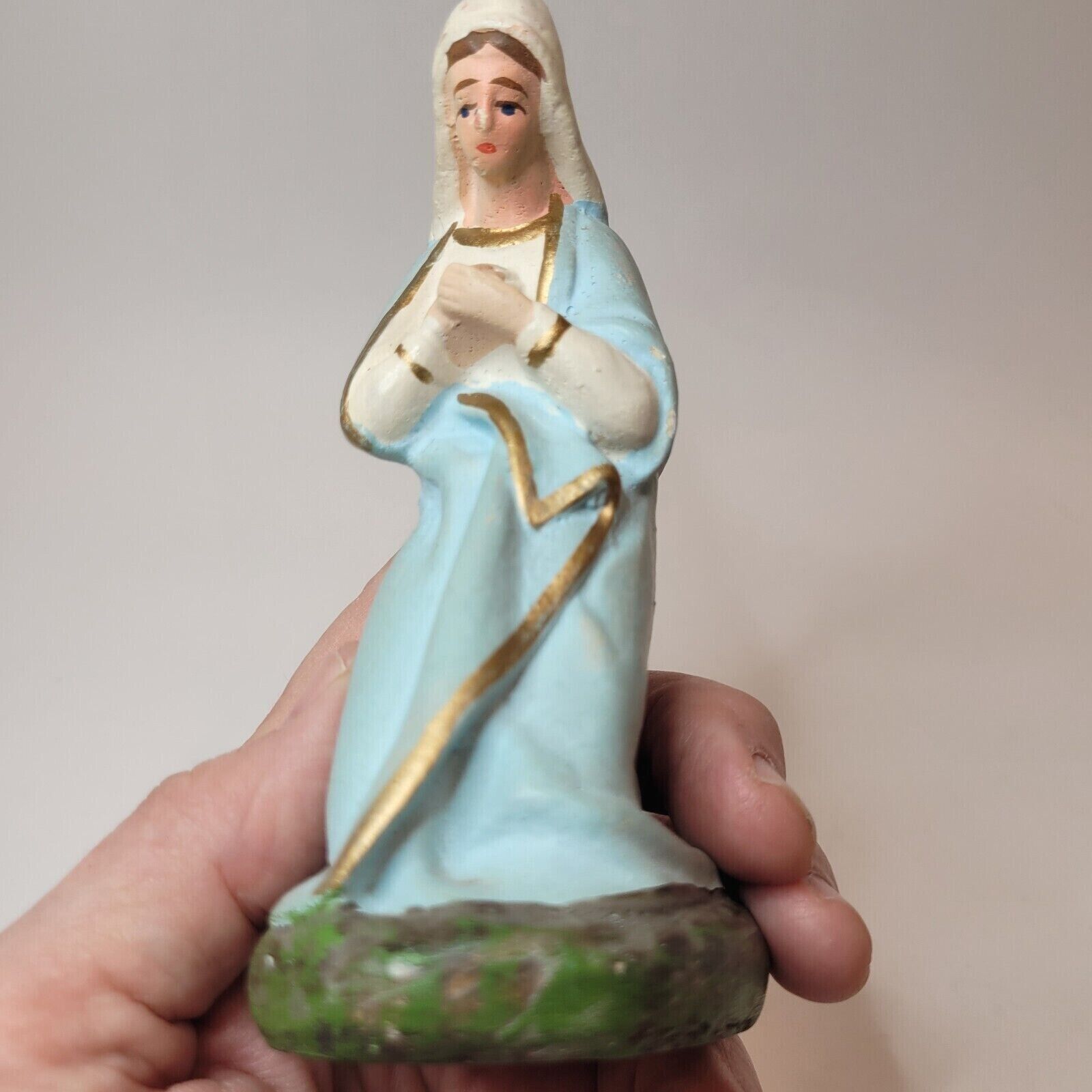 Vtg Madonna Christmas Nativity Figure Primitive Look Replacement Chalkware? 5\