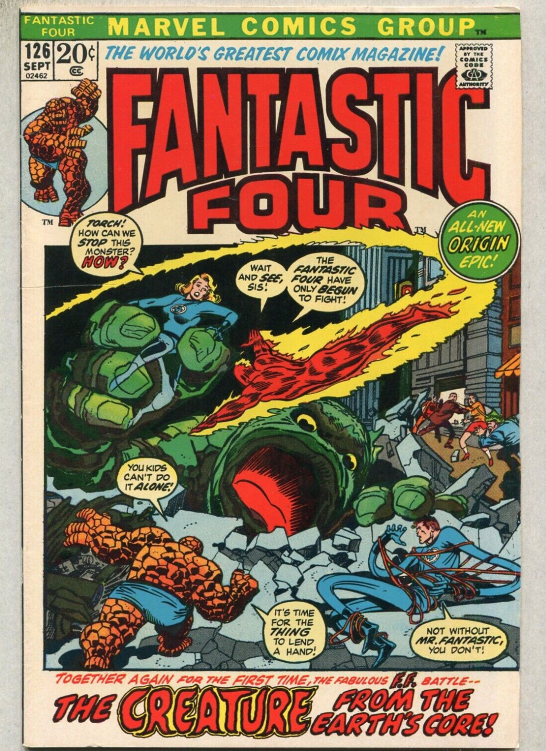 Fantastic Four #126 VF/NM  Creature From Earths Core   Marvel SA
