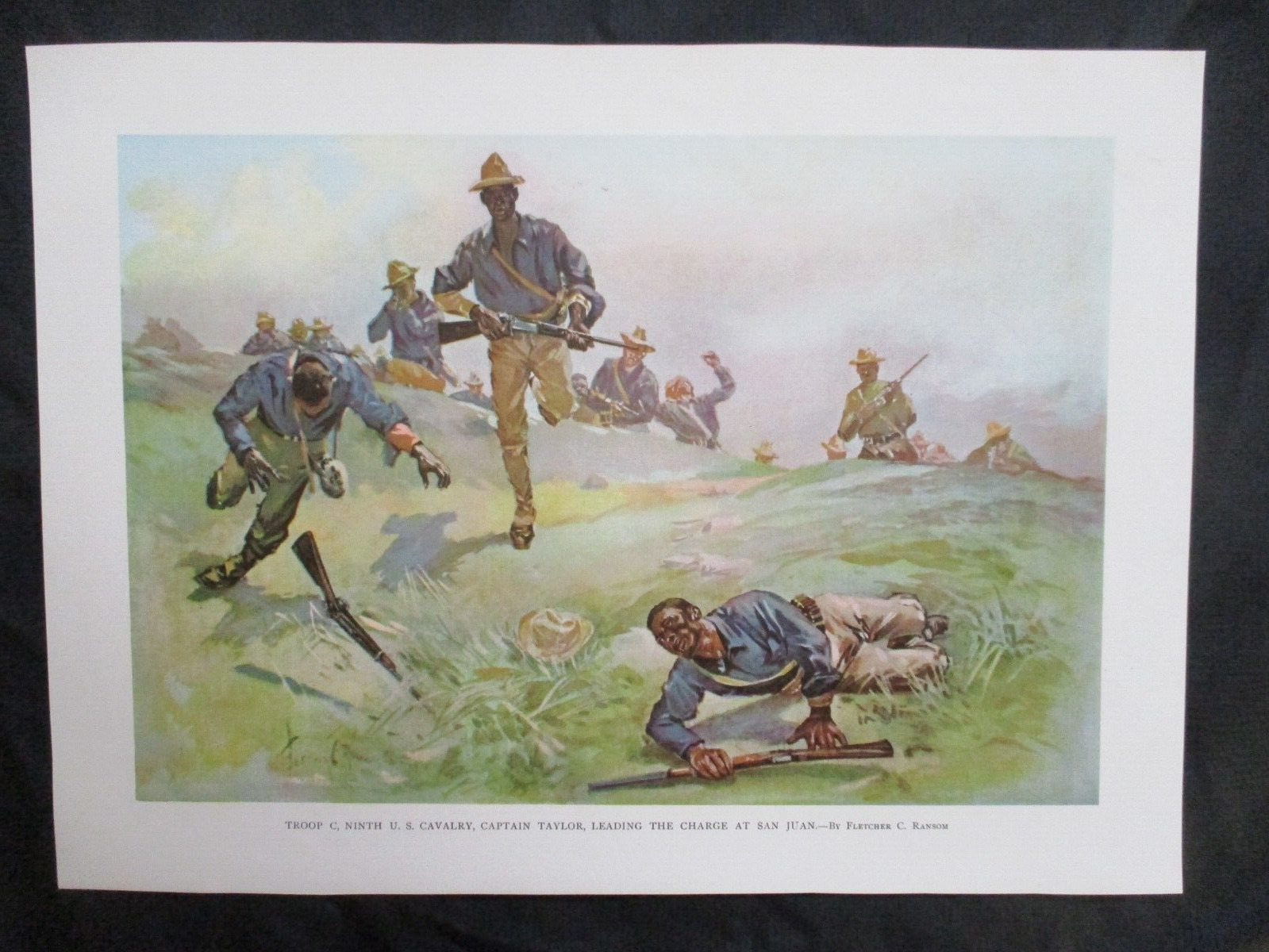 1899 Spanish American War Lithograph Print - U.S. Troops Attack at San Juan Hill