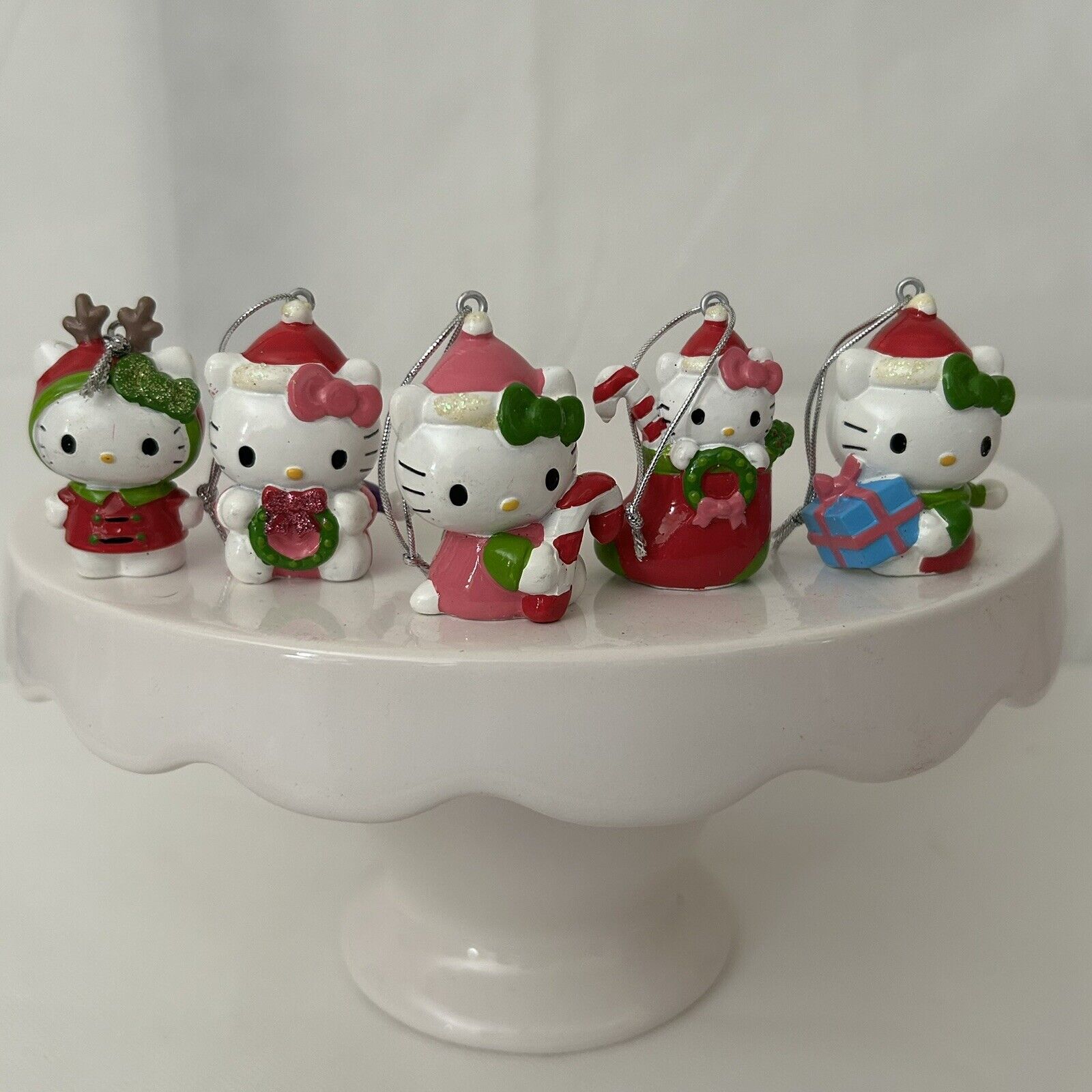 Lot of 5 Hello Kitty Miniature Holiday Christmas Ornaments 2012