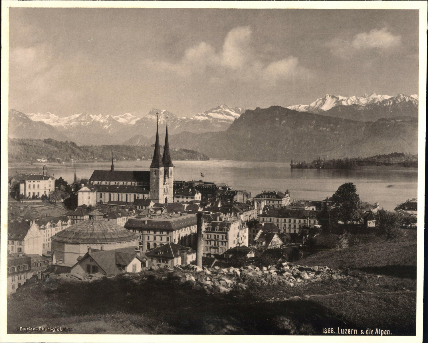 Photoglob, Switzerland, Lucerne and the Alps Vintage Photomechanical Print Pho