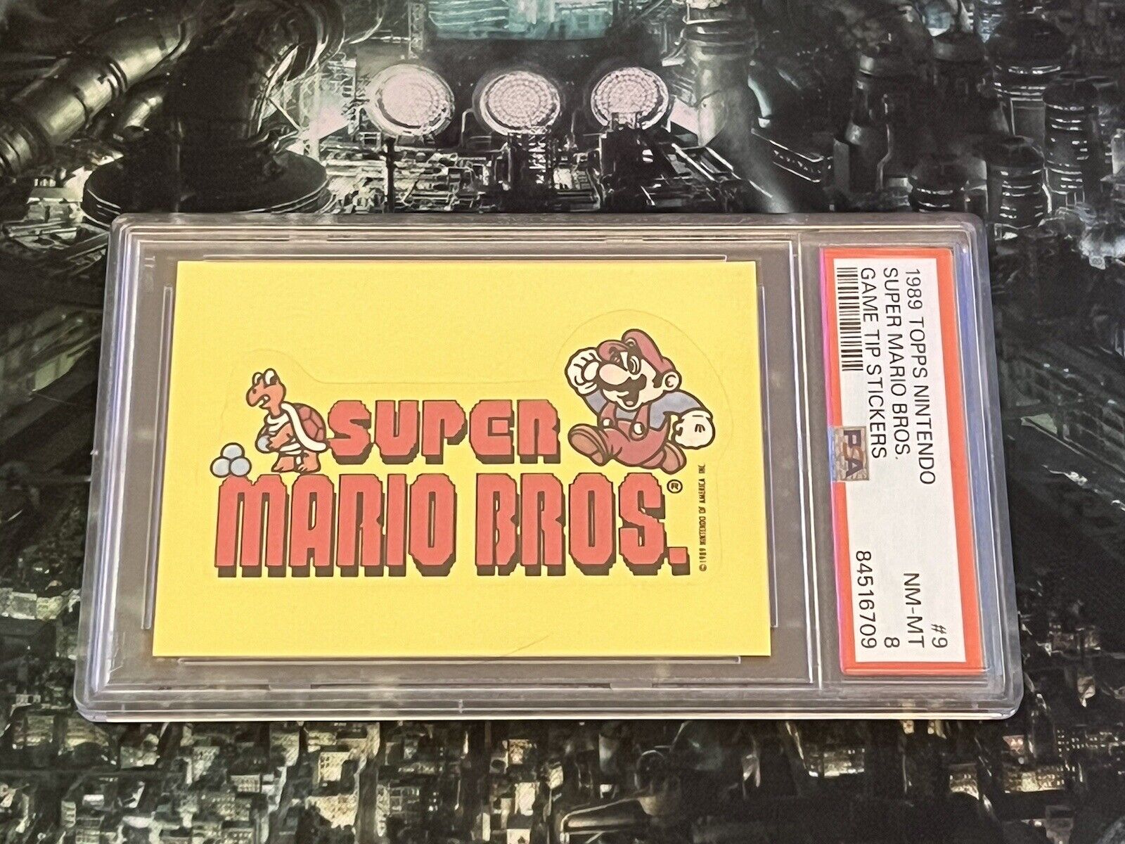 Super Mario Bros 1989 Topps Nintendo Game Tip Stickers #9 - PSA 8 - Vintage NES