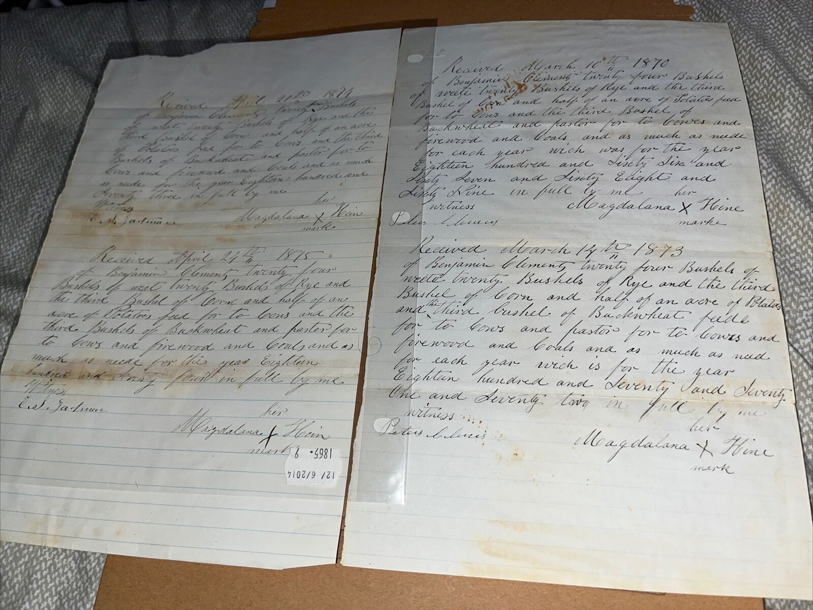 1870s Northumberland County Sunbury PA Genealogy: Benjamin Clement Documents