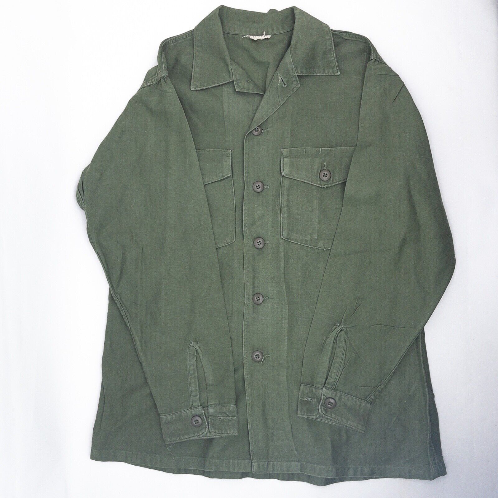 Vintage Army Vietnam Green Cotton Military Shirt 8405-782-3020 Size 16.5 x 34