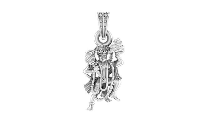 Sterling Silver (92.5% purity) God Hanuman Pendant for Men & Women
