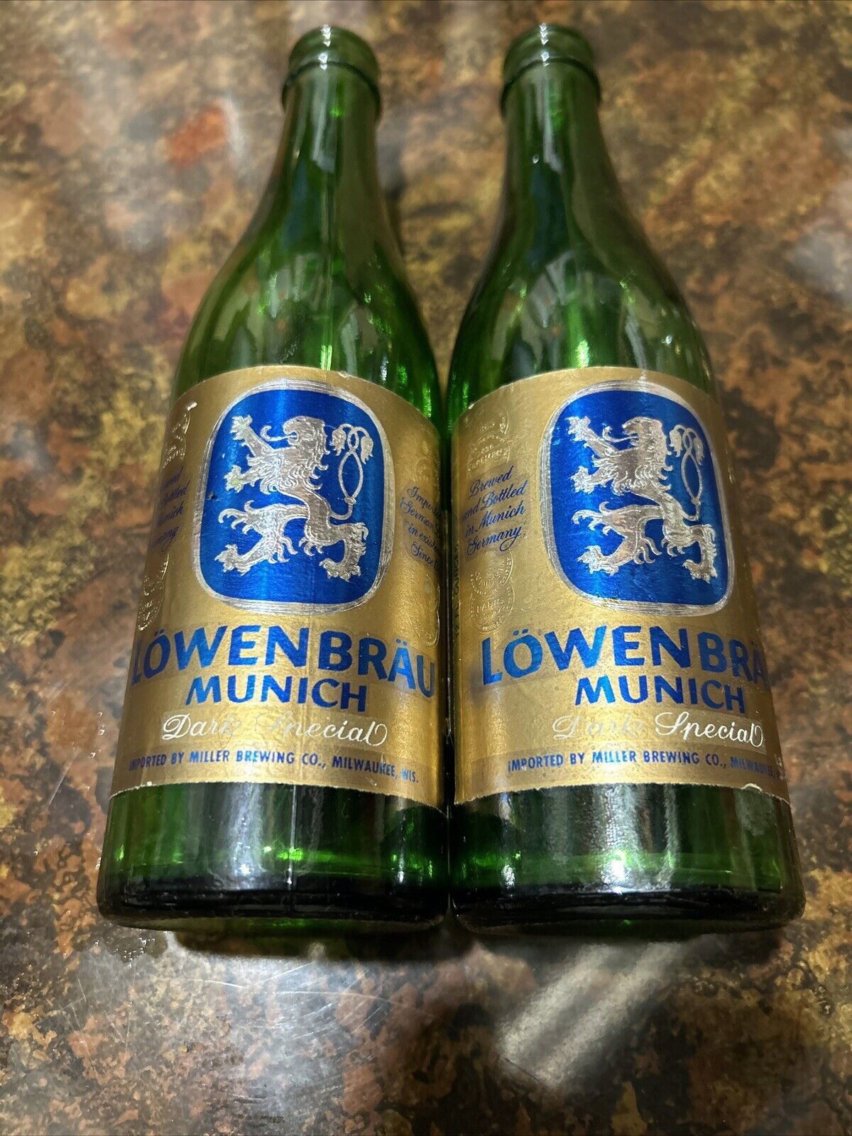 2 Lowenbrau Dark Special Bottles 
