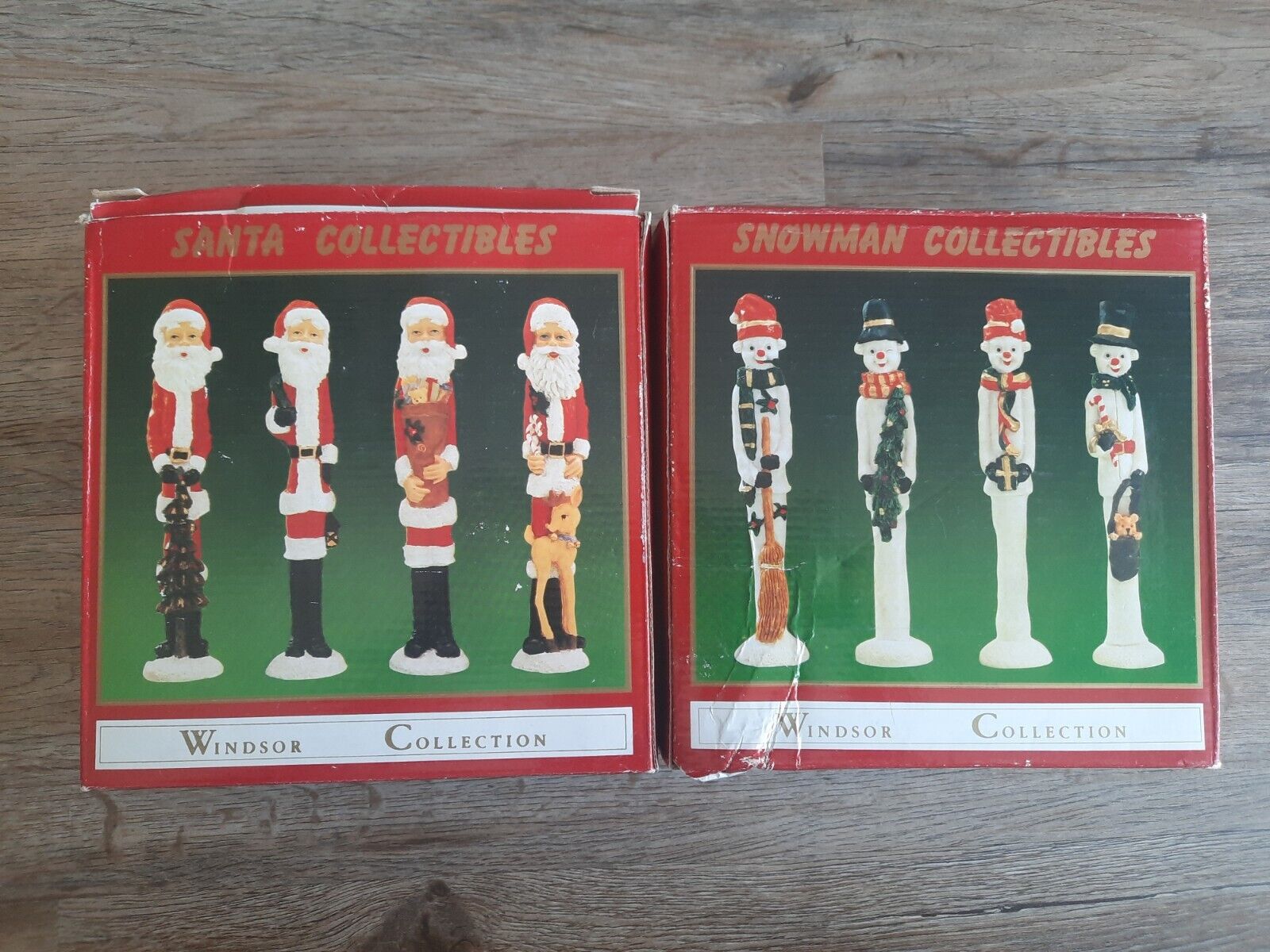 Windsor Collection Christmas Figurines Set of 8 W/Boxes, Santa & Snowmen