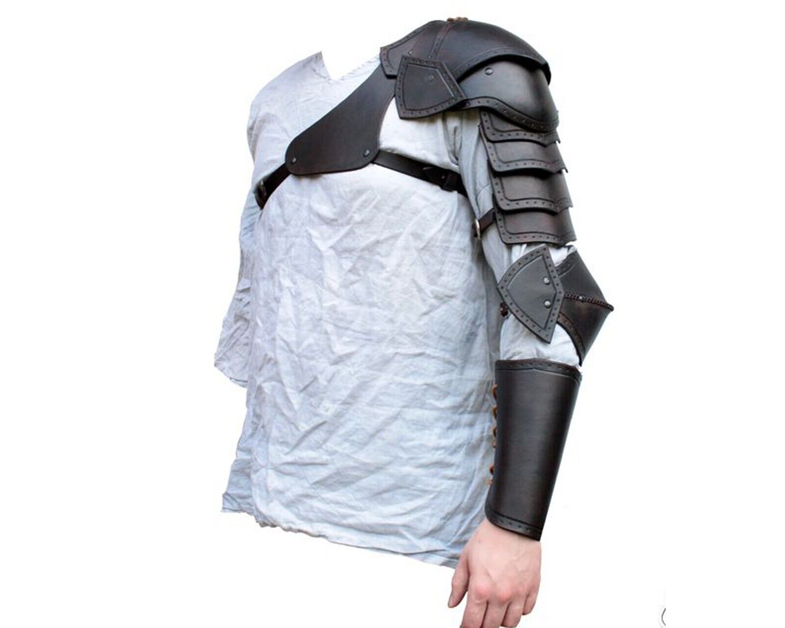 Right Hand Leather Shoulder and Arm guards Cosplay Arm Armor