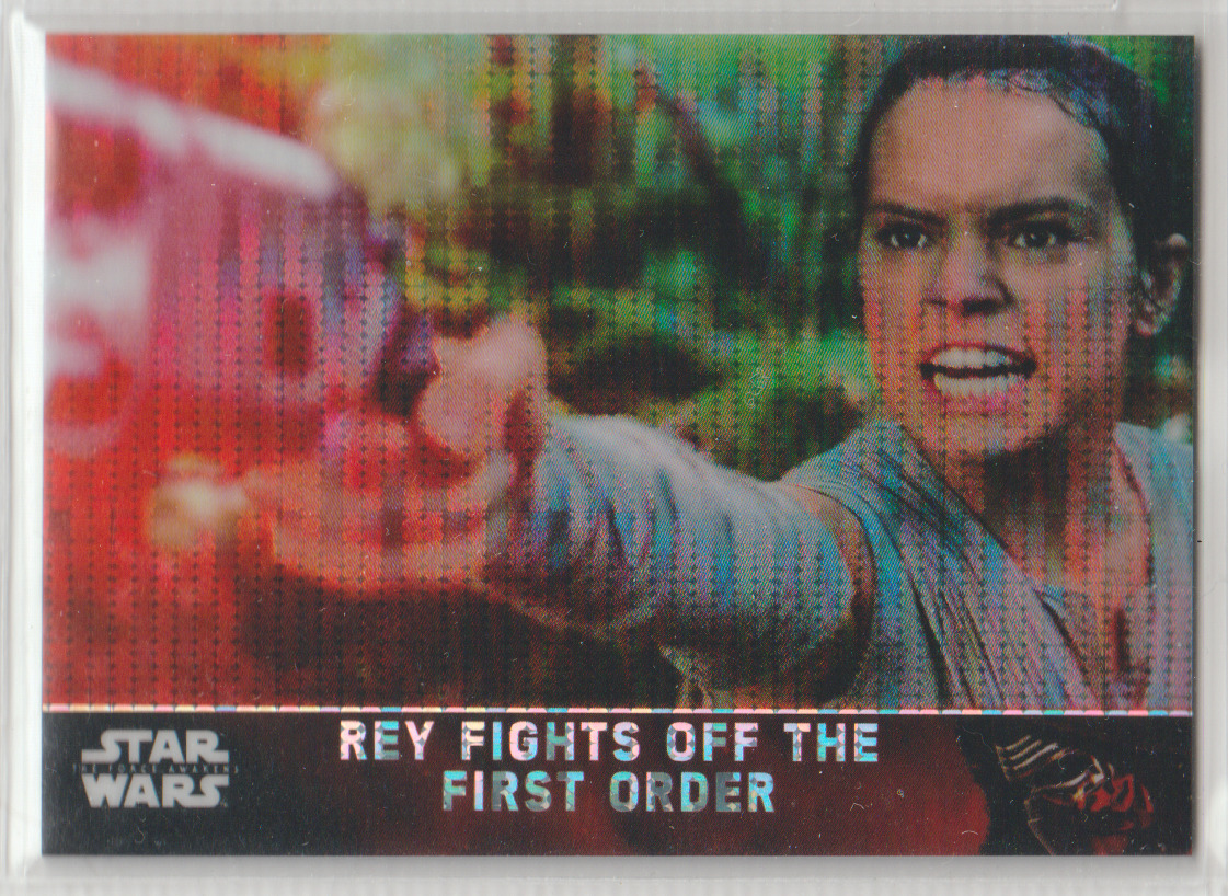 2016 Topps Star Wars: The Force Awakens Chrome Pulsar Refractor 1/10 Rey Fights