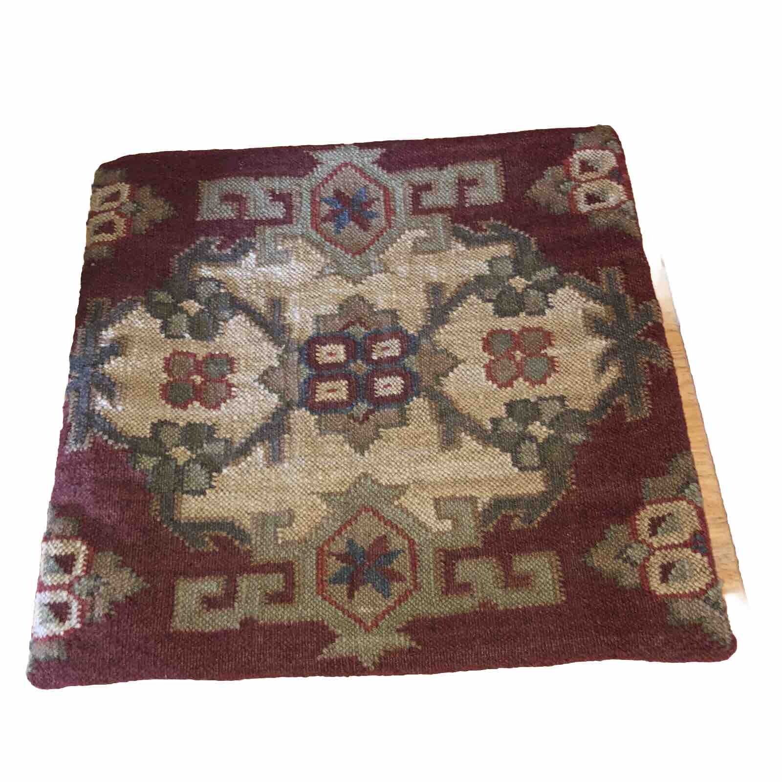 VTG Pottery Barn Kilim Wool/Cotton Multicolor 18” Square Pillow Cover #3