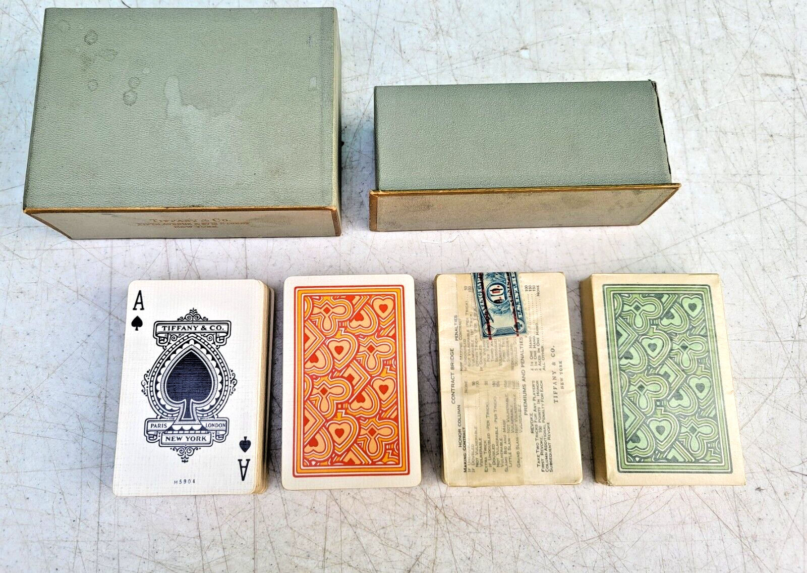 Tiffany & Co Playing Card 4 Deck Set 2 OPEN DECKS & 2 SEALED BRIDGE DECKS c1930s
