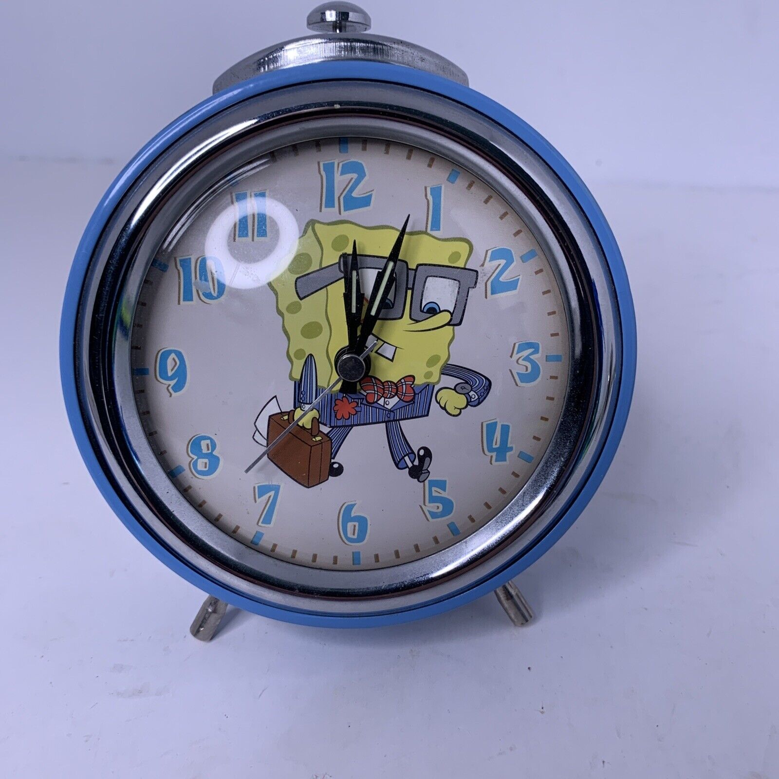 SpongeBob SquarePants Metal Alarm Clock Round Retro Design Blue Nickelodeon