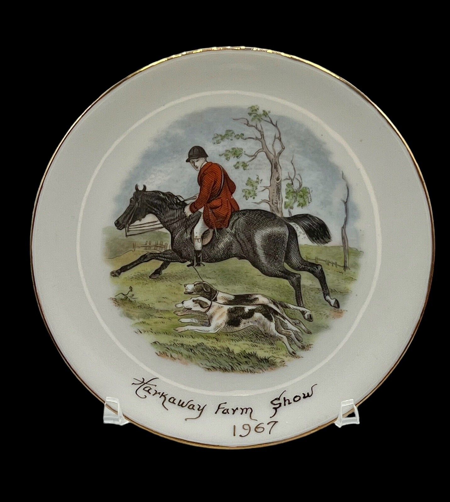 Vintage 1967 Horse Show Winners Plate by artist H. D. Ammerman Fox Hunting Scene
