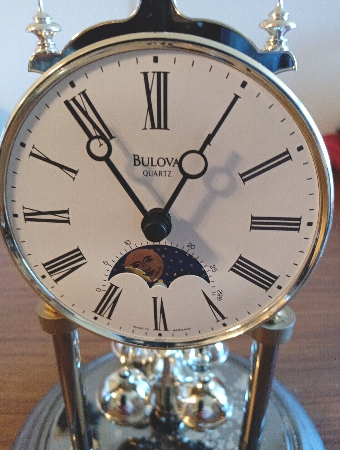 Aged German Quartz Bulova Anniversary Clock.  Rotating Pendulum with...
