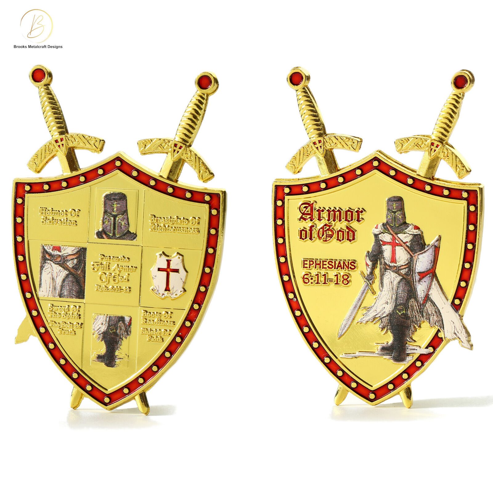 3D Knights Templar Gold Armor of God Eph. 6:11-18 Christian Coin