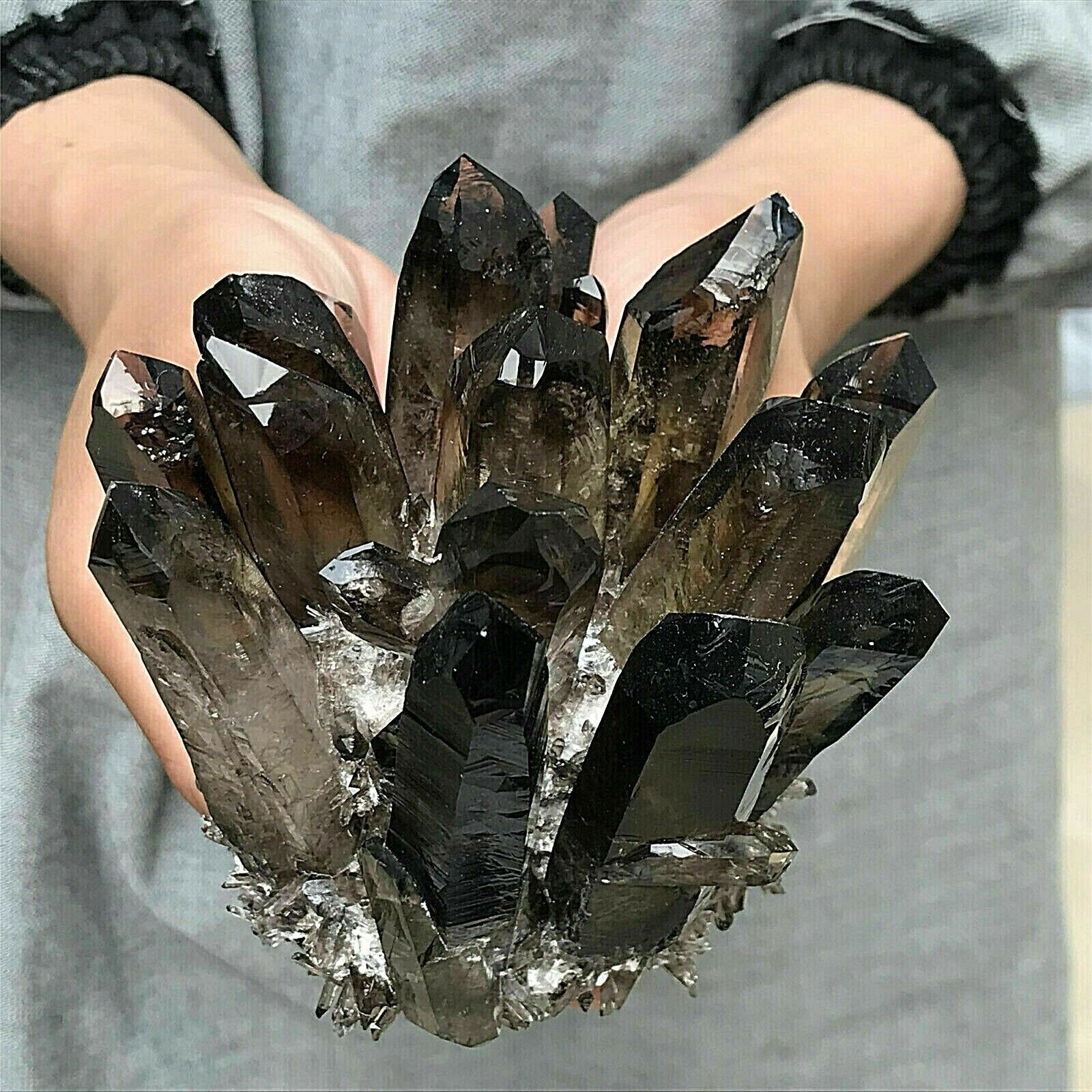 1LB New Find black Phantom Quartz Crystal Cluster Mineral Specimen Healing