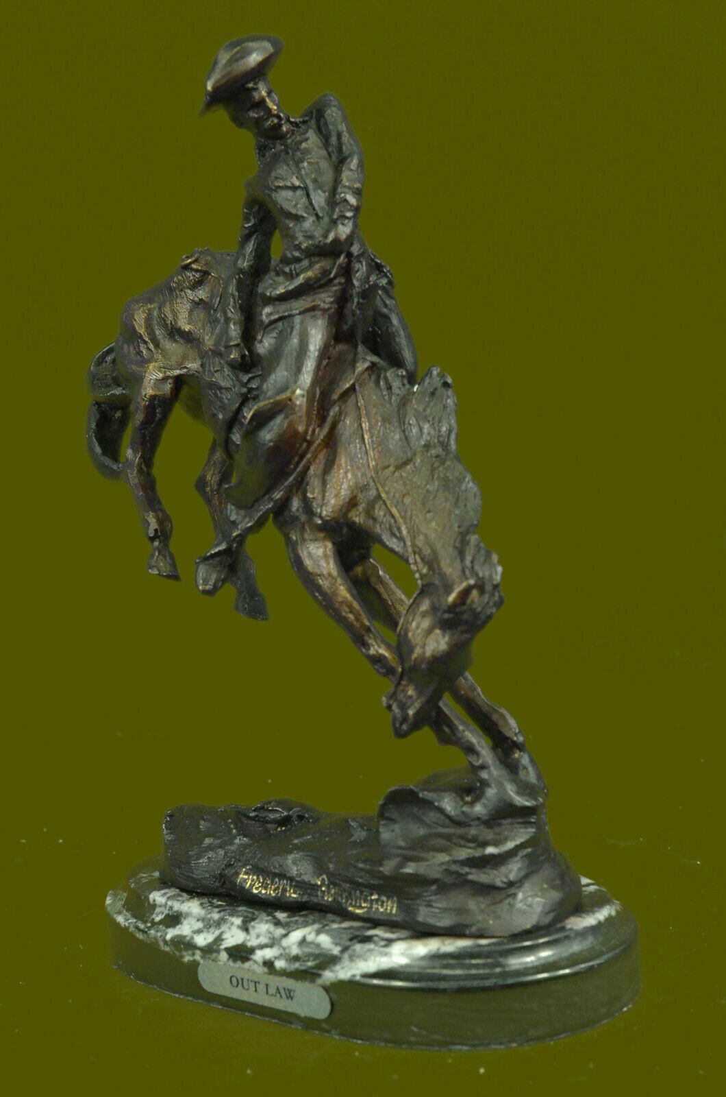 Frederic Remington Cowboy on Horse Rodeo Old West Western Bronze Sculpture Sale