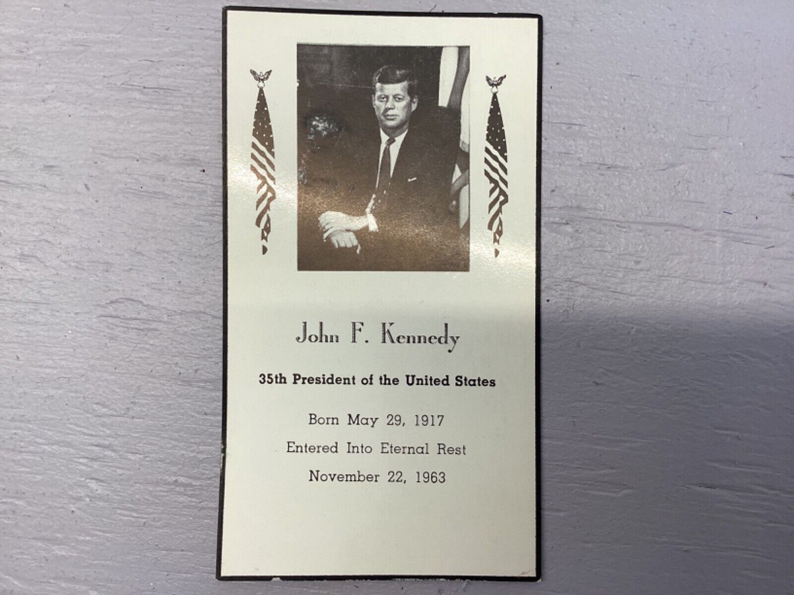 1963 John F. Kennedy Funeral Mass Card Very Good Condition 4x2.5”
