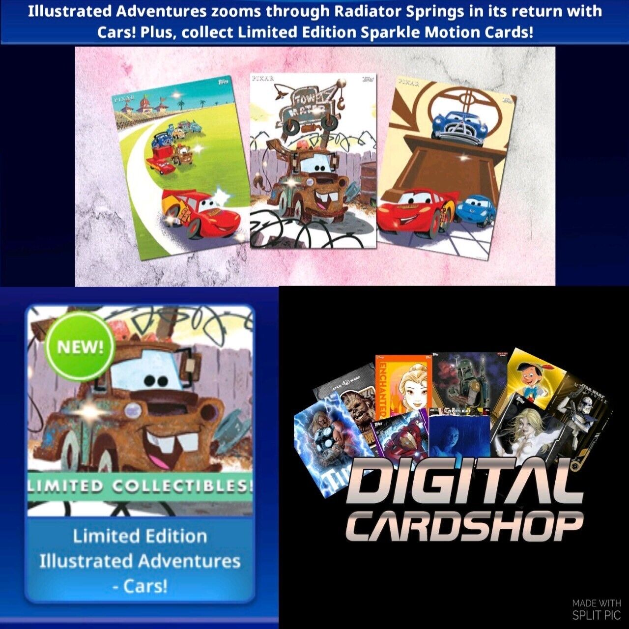 Topps Disney Collect Limited Edition Illustrated Adventures Cars 15 Motion Cards