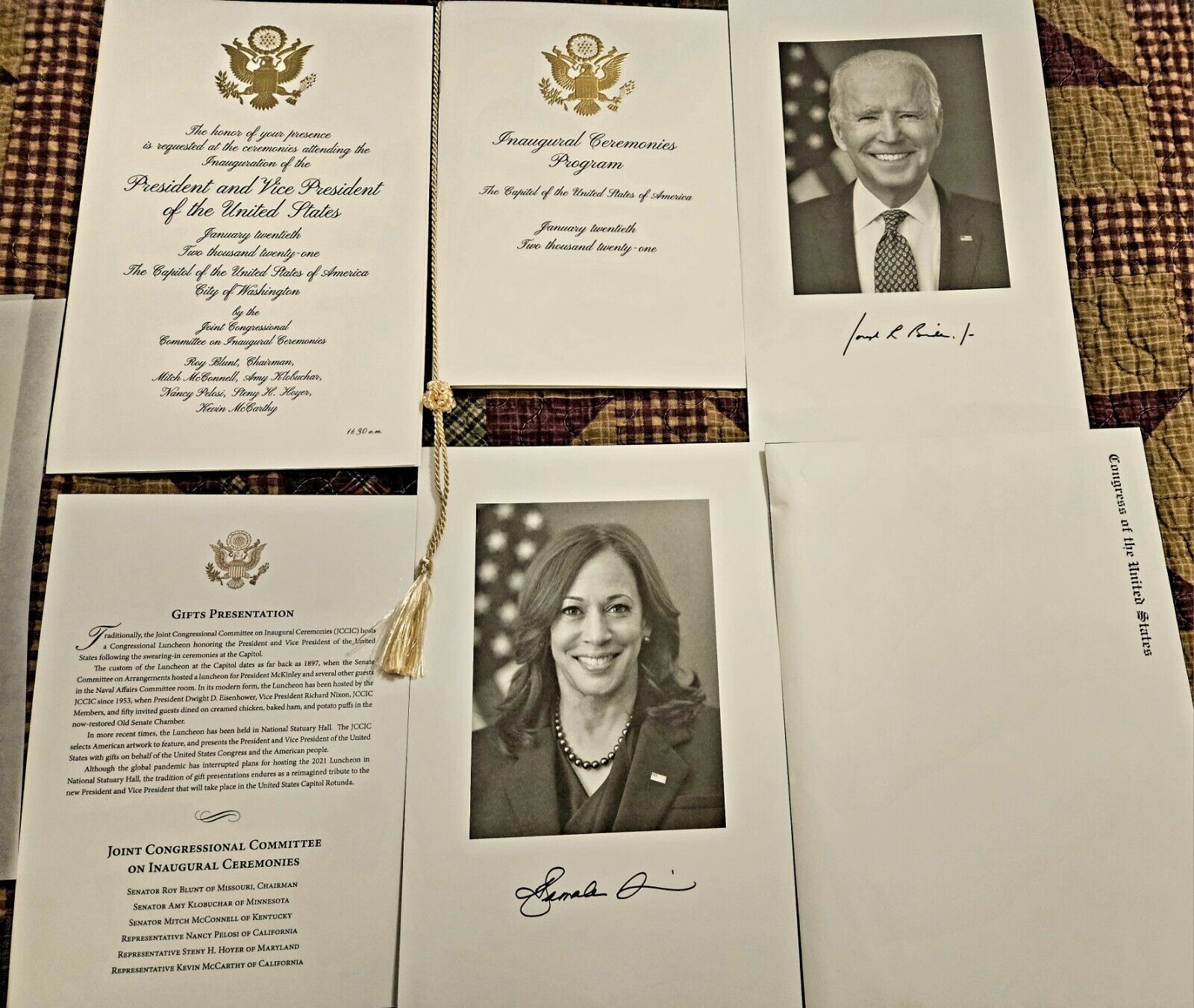 2021 Joe Biden Kamala Harris Congressional Inaugural Invitation & Program Set 