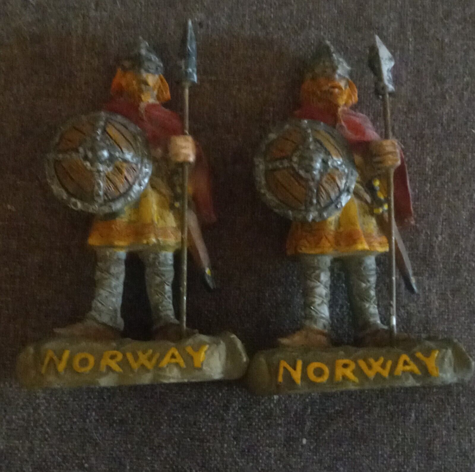 Vintage Pair Nord Souvenir  Scandinavian Viking Resin Figurine