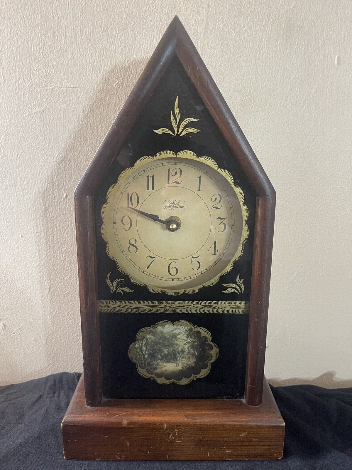 Vintage Wuersch Wood Decorative Steeple Clock Fall River MA