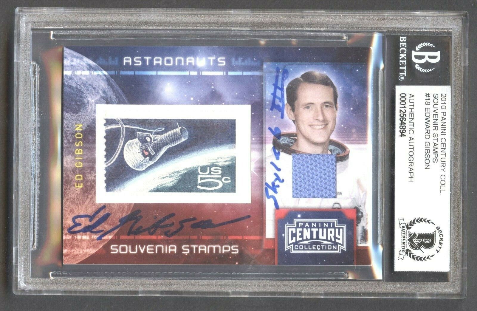 Edward Gibson #18 signed autograph auto 2010 Panini Astronauts Stamps Card BAS