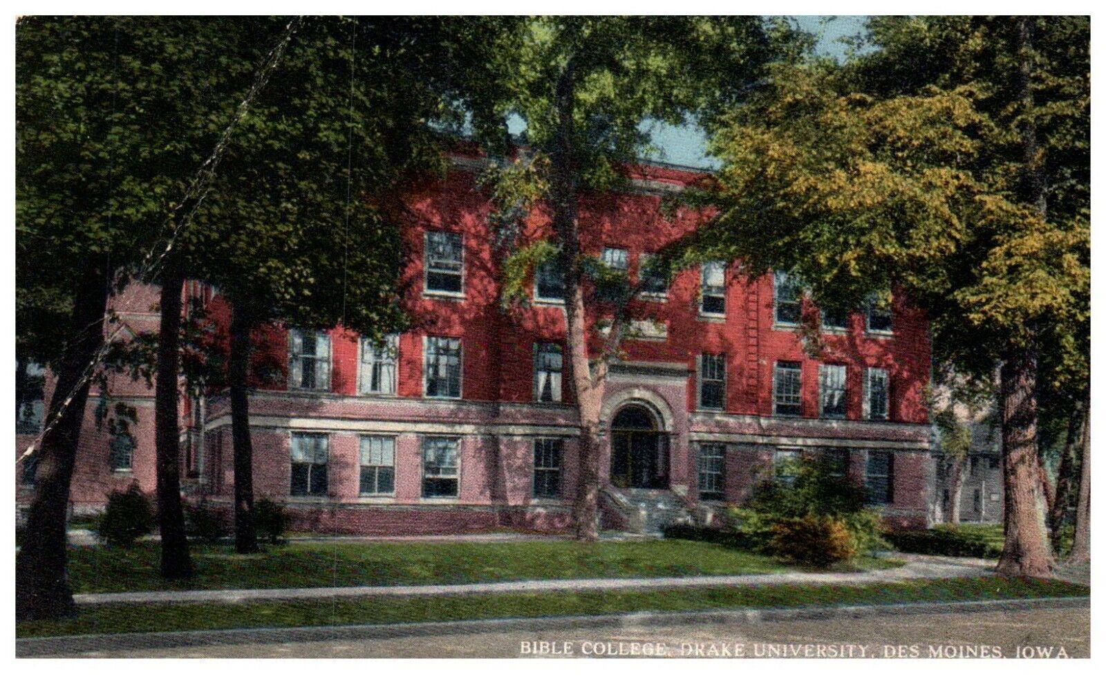 Drake University Bible College Des Moines Iowa Divided Postcard 1920 *CREASED*