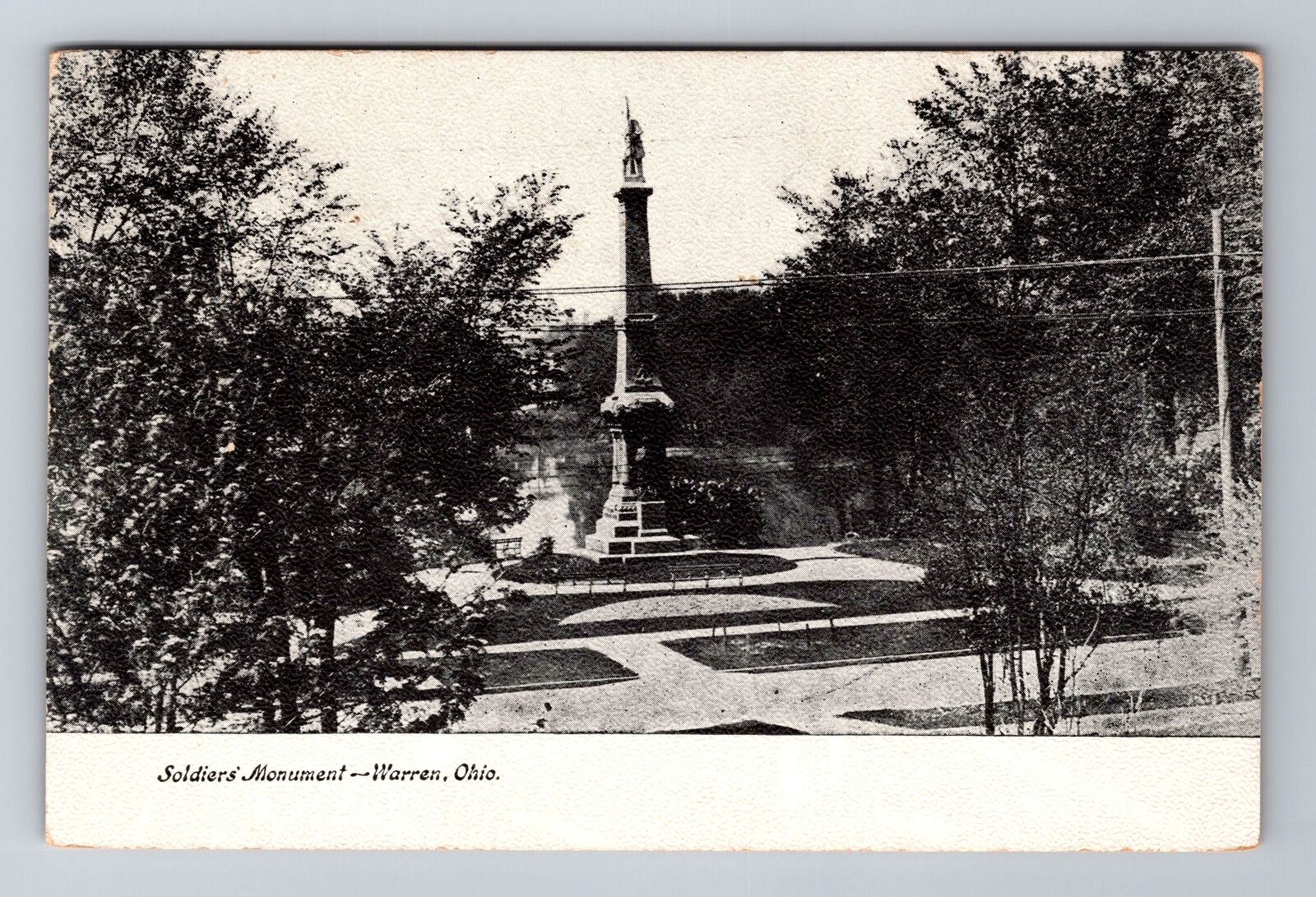 Warren OH-Ohio, Soldiers Monument, Antique, Vintage Postcard