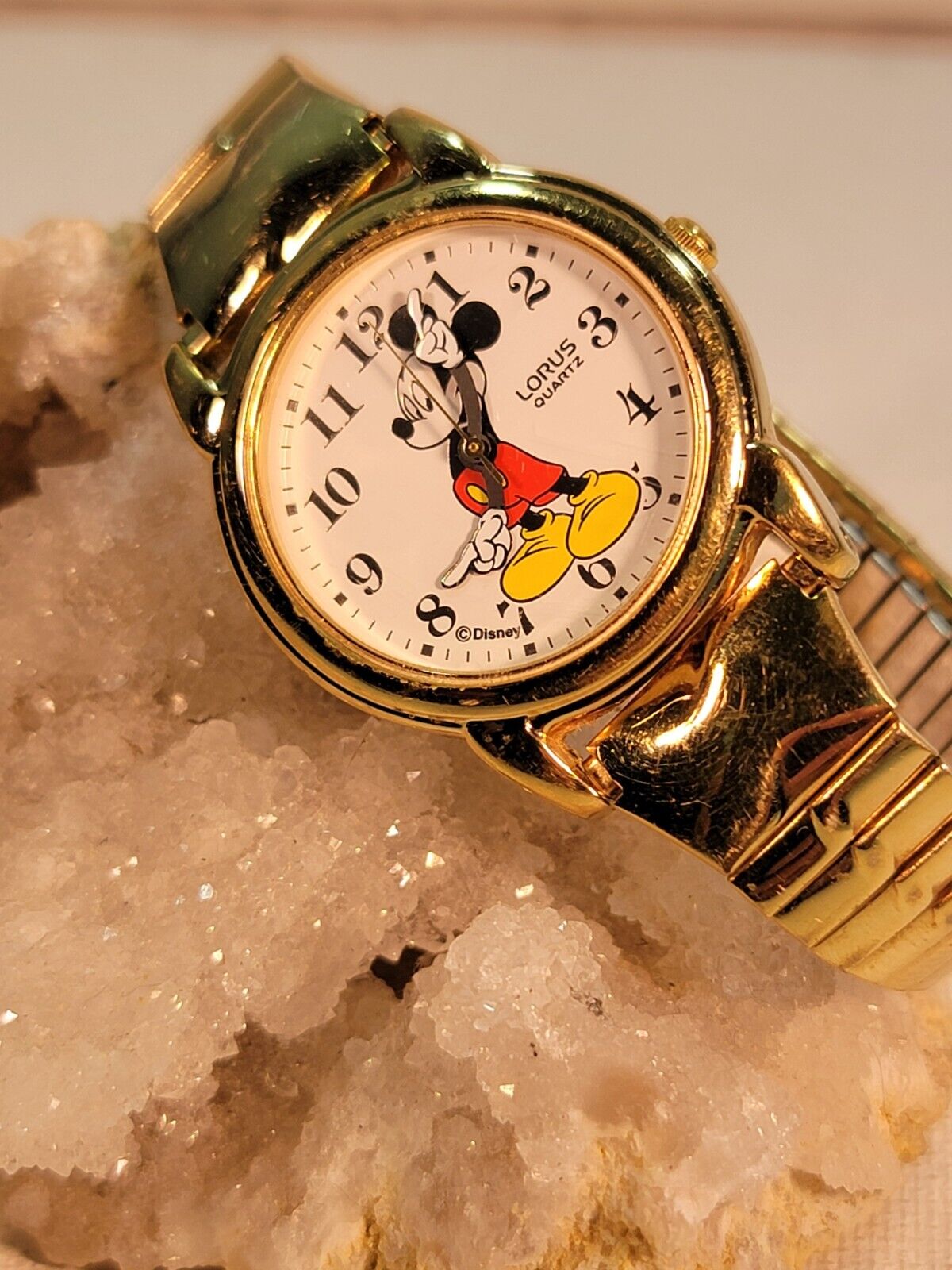 Vintage Disney Watch Lorus Mickey Mouse Gold Tone Collectible Walt Disney Mickey
