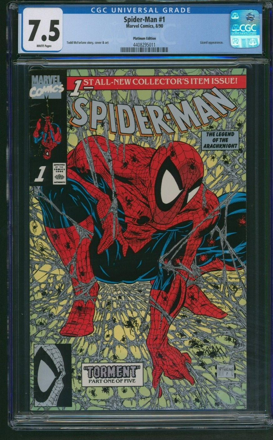 Spider-Man #1 Platinum Edition CGC 7.5 Marvel 1990 Todd McFarlane
