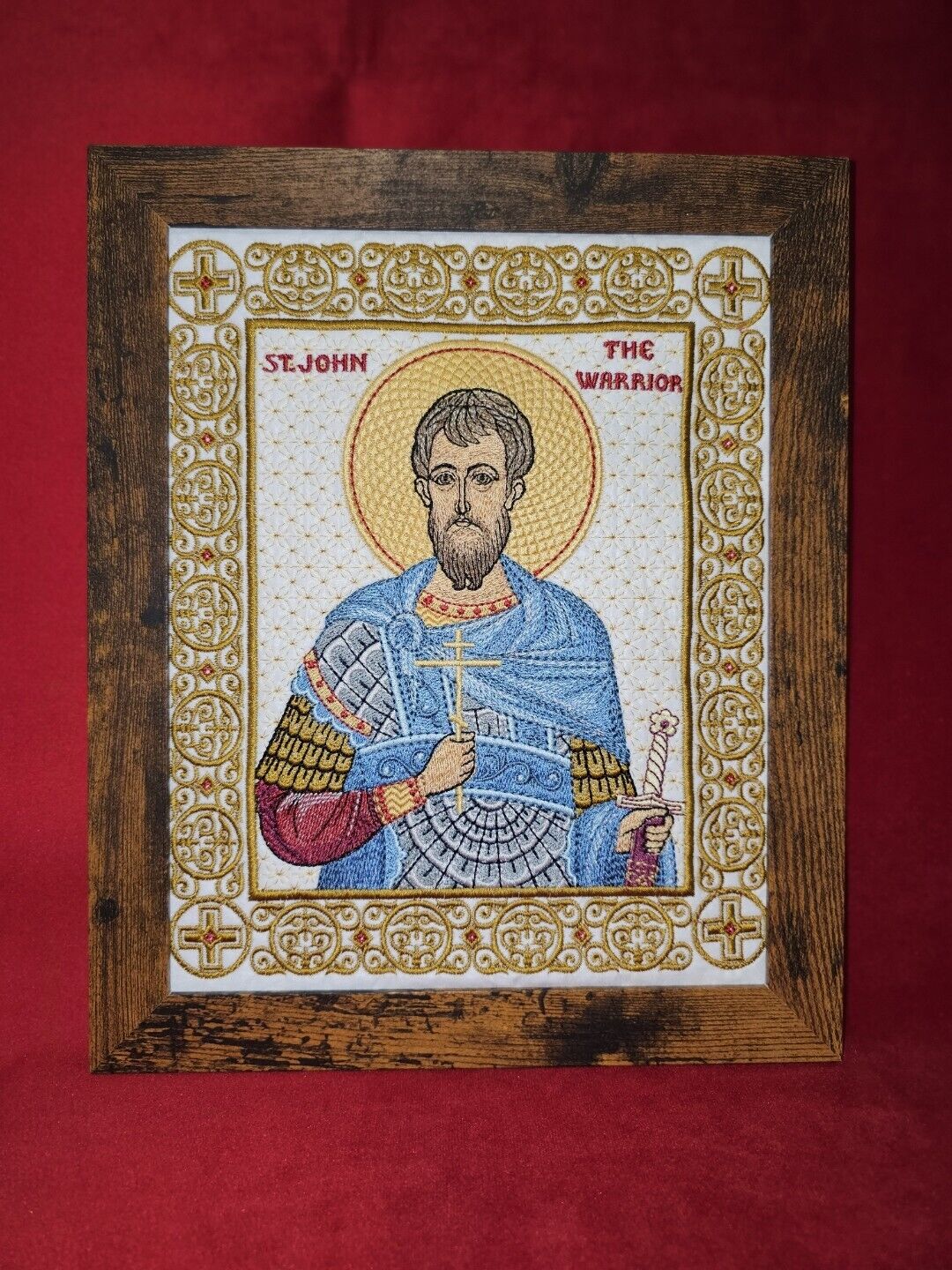 8x10 St. John The Warrior Embroidered Orthodox Icon
