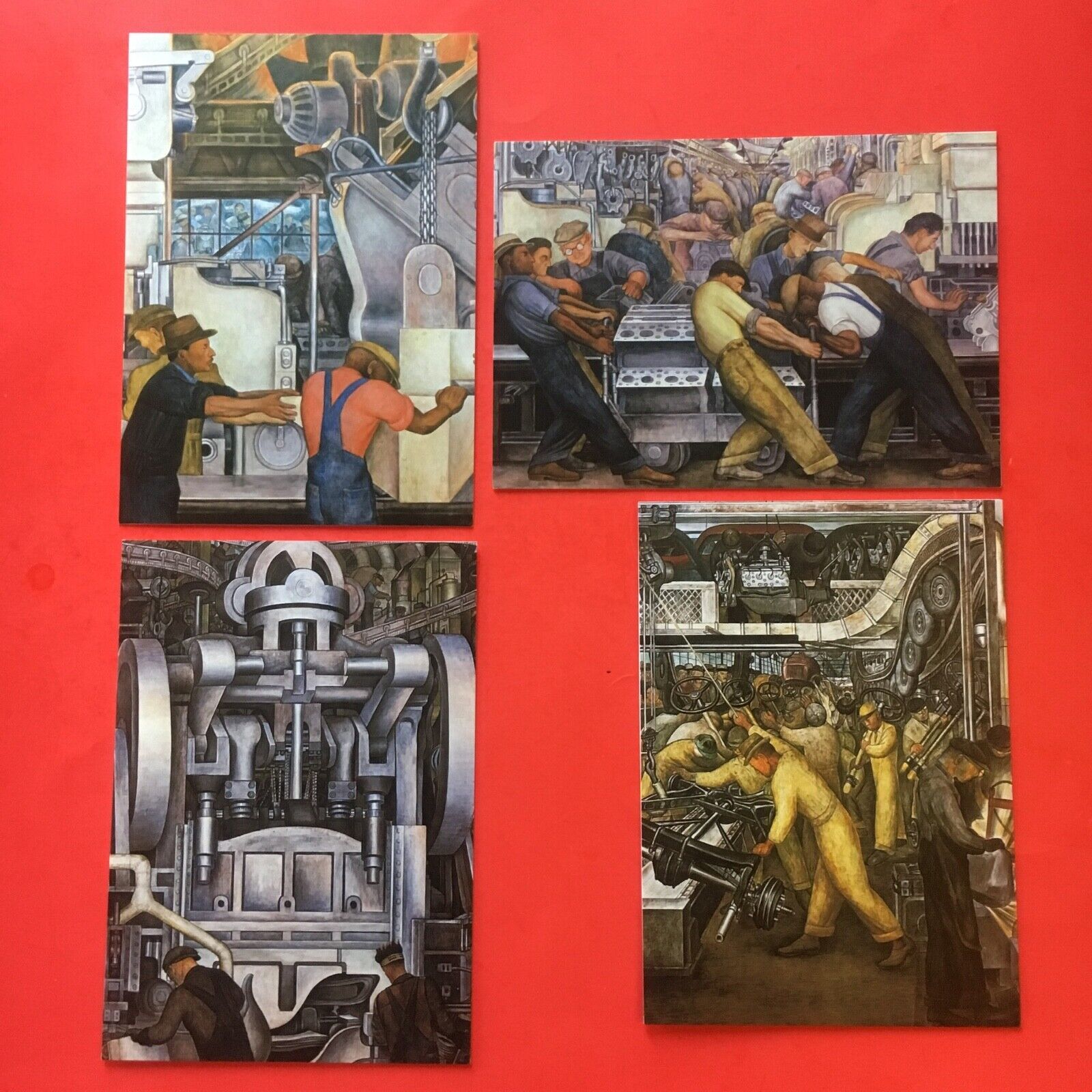 (4) licensed DIEGO RIVERA blank note cards--DETROIT INDUSTRY institute arts--NEW