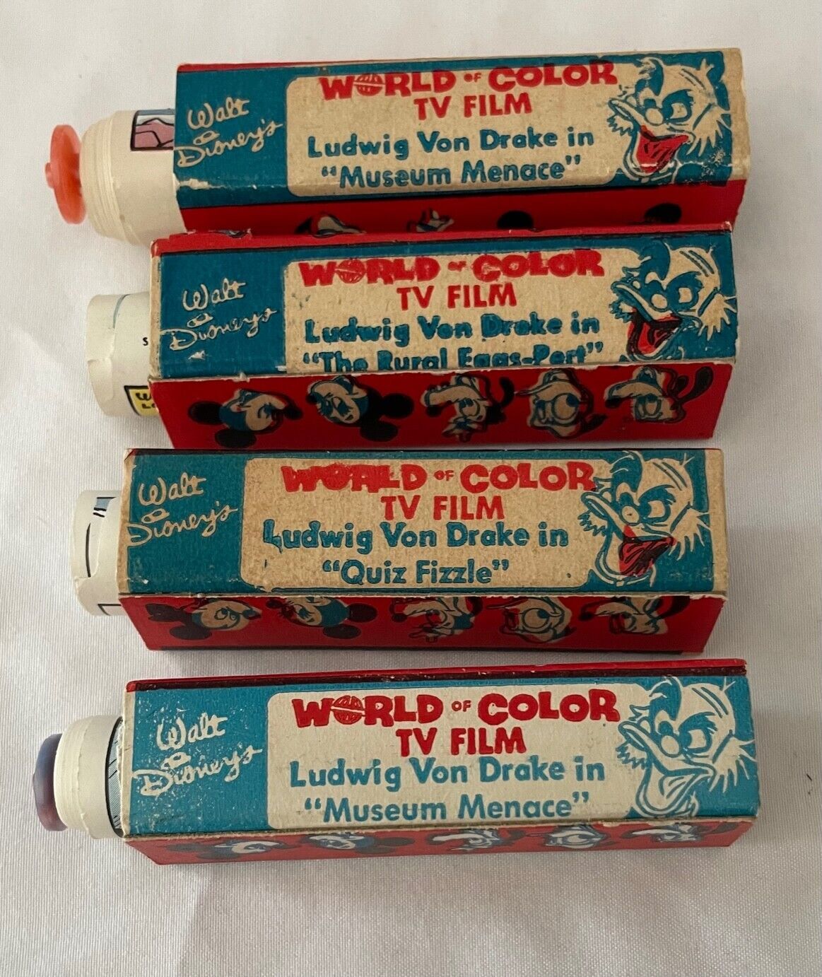 Walt Disney’s World Color TV Film Television Rolls 4 Vintage / Ludwig Von Drake