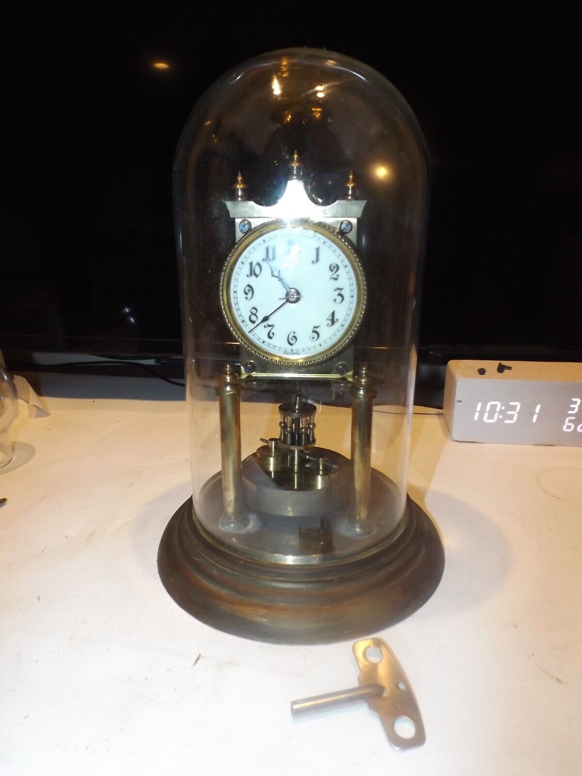 Antique RARE Early 400 Day Germany Anniversary Torsion Dome Clock Running EXC