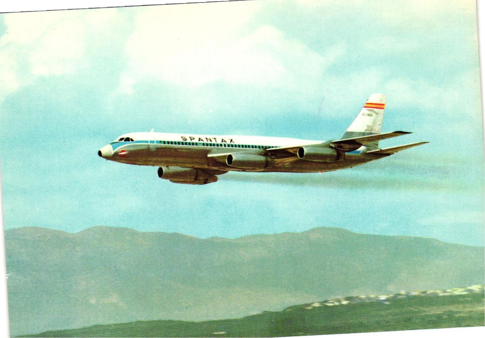 Vintage Postcard 4x6- Coronado airplane flying for Spantax