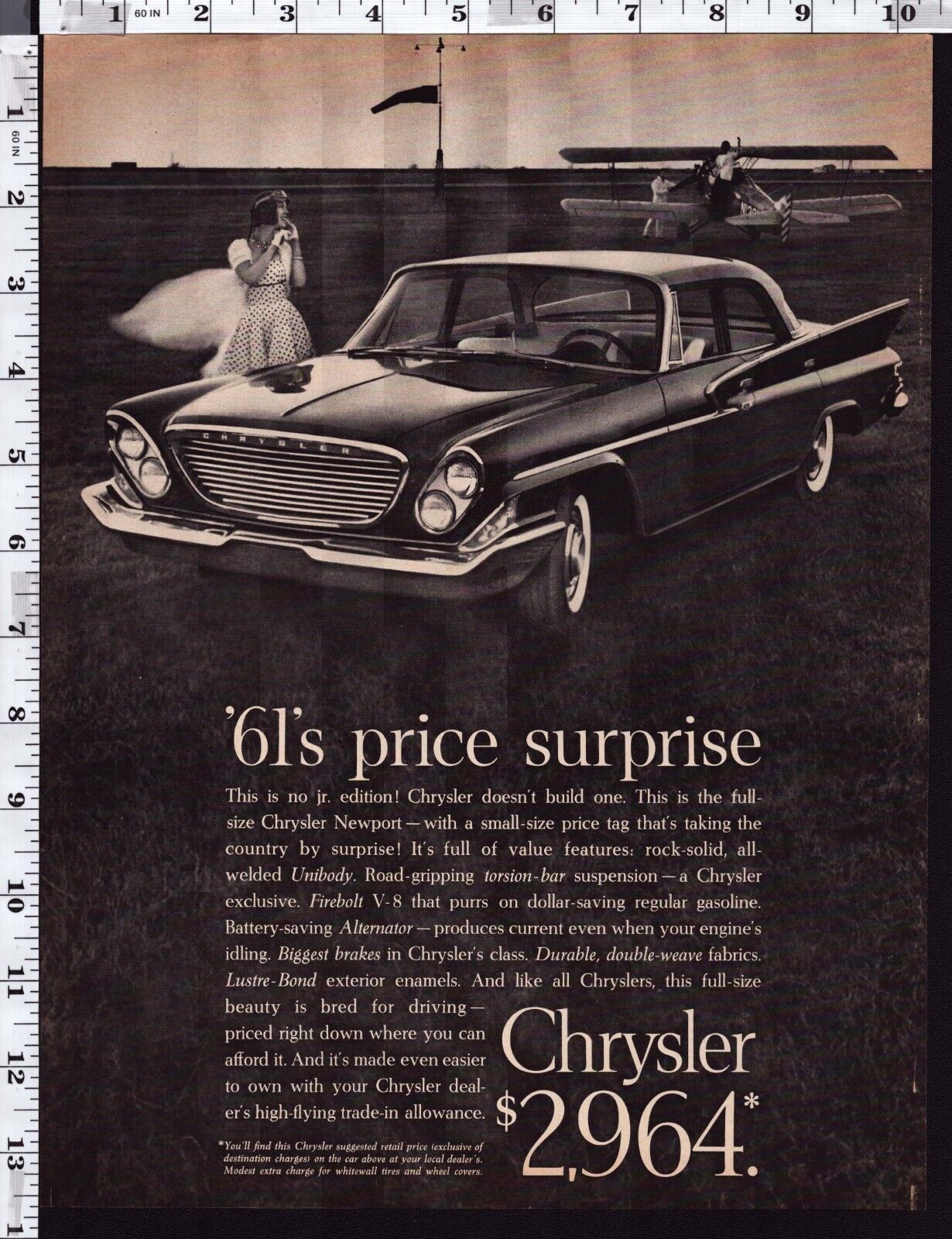 1961 Vintage Print Ad Chrysler Car