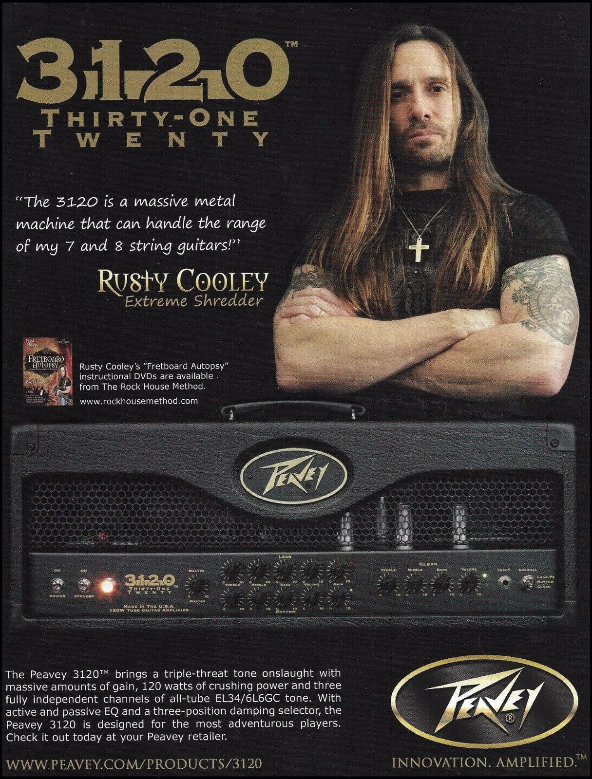 Rusty Cooley Peavey 3120 Thirty-One Twenty guitar amp ad 2009 advertisement