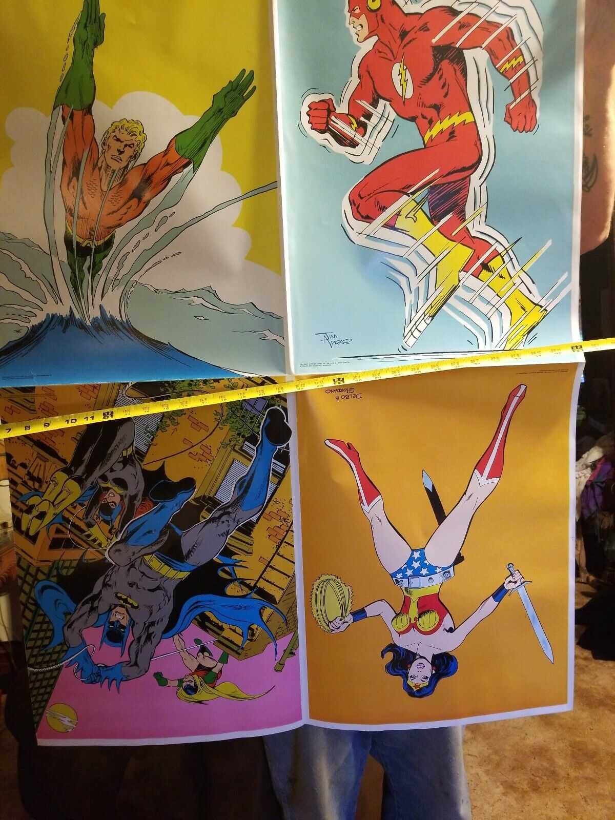 1978 DC Comics Poster Set • Uncut Press Sheet • Batman/Wonder Woman/Flash/Aquama
