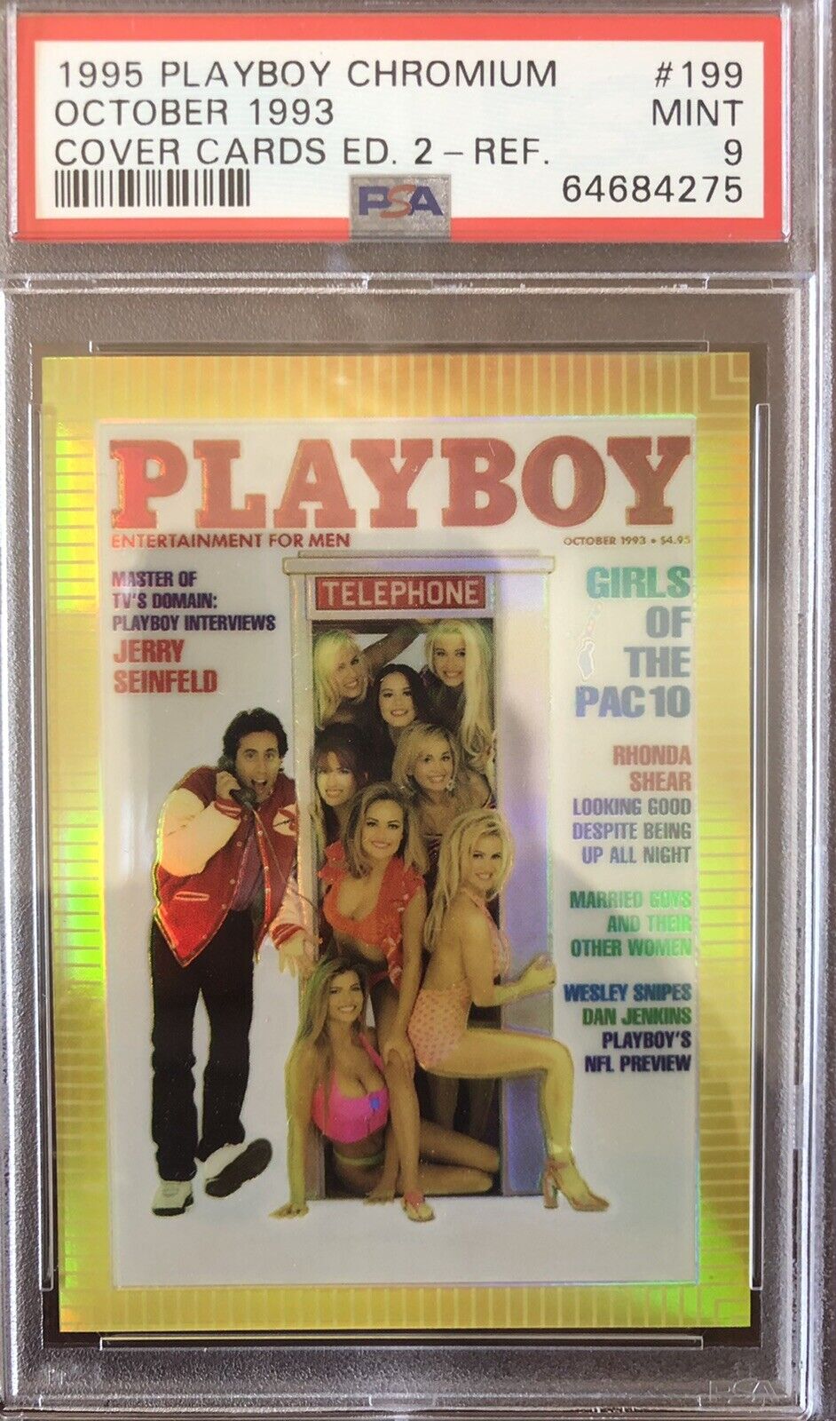 Jerry Seinfeld 1995 ROOKIE Playboy Chromium Chrome Refractor 1993 Cover PSA 9