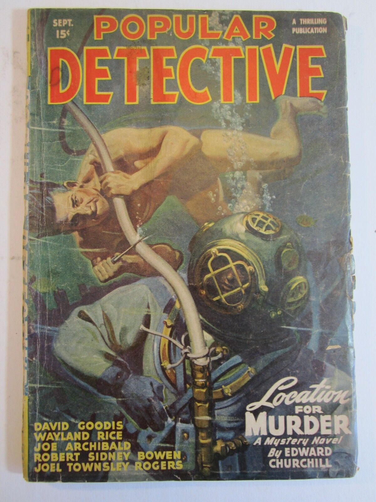 Popular Detective Vol. 33 #2, Sept. 1947 VG+  Classic Belarski Deep Diver Cover