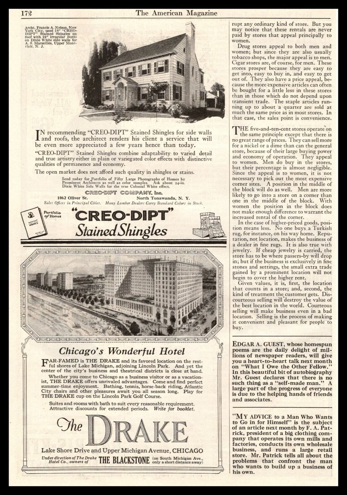 1922 Drake Hotel Lake Shore Drive & Upper Michigan Ave Chicago Illinois Print Ad
