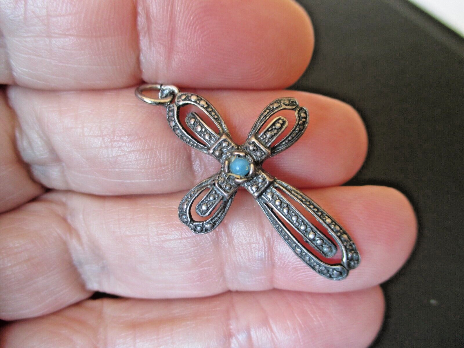 Large Antique Sterling Silver Cross From Jerusalem, Blessed #51