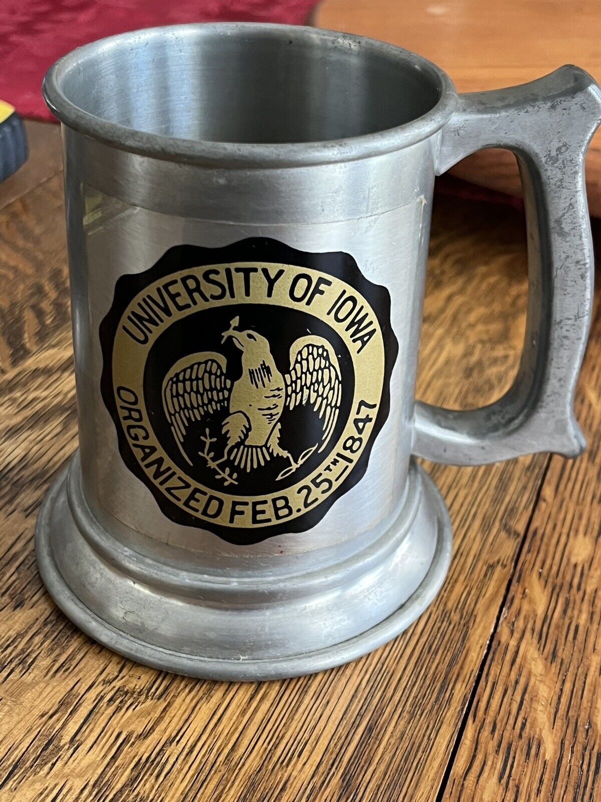 Vintage University Of Iowa Pewter Stein