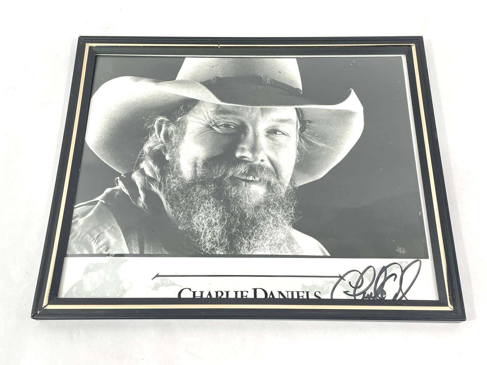 Framed 8 x10 Autographed Charlie Daniels Black And White Photograph