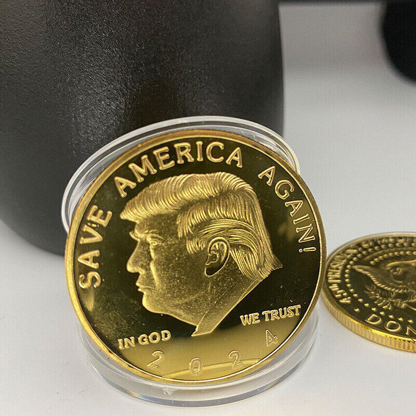 50 PCS 2024 Coins Gifts Gold Plated 45Th President Donald Trump Commemorative